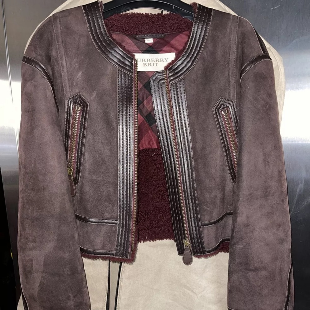 Burberry cropped shearling Moto jacket
